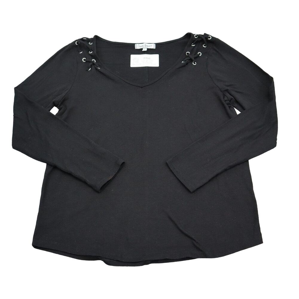 Crave Fame Women Shirt L Black Street Wear Style V Neck Long Sleeve Classic Chic